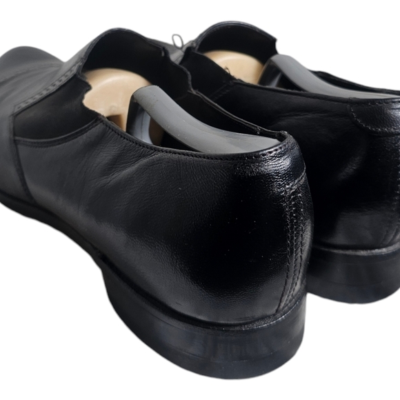 Madison Cap Toe Slip On Shoes/Black Leather Dress Shoes 10.5D - Picture 6 of 10